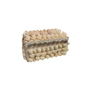 Handmade Wooden Box With Seashells & Sea Urchins Decorative Lid